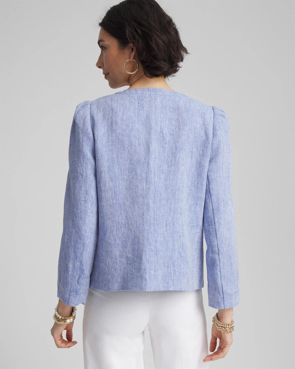 Chico's Collarless Linen Blazer