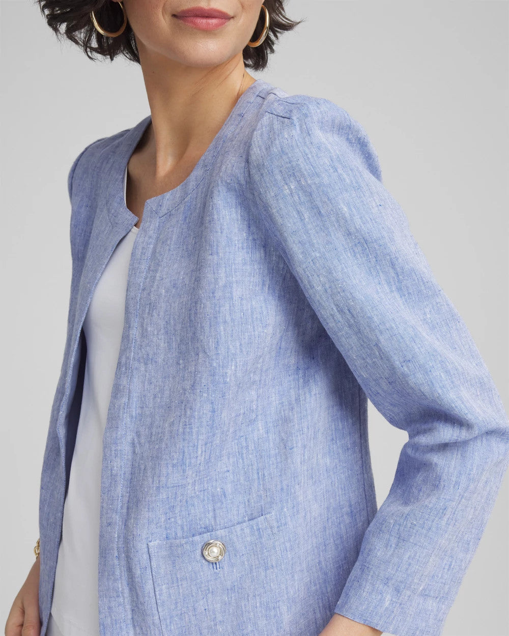 Chico's Collarless Linen Blazer