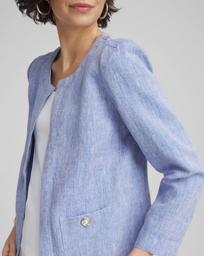 Chico's Collarless Linen Blazer