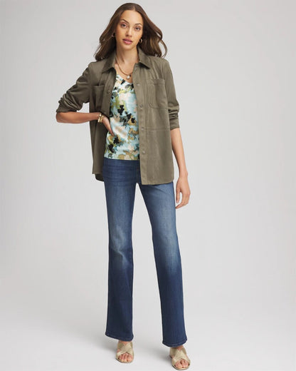 Chico's Suede Collared Long-Sleeved Shacket