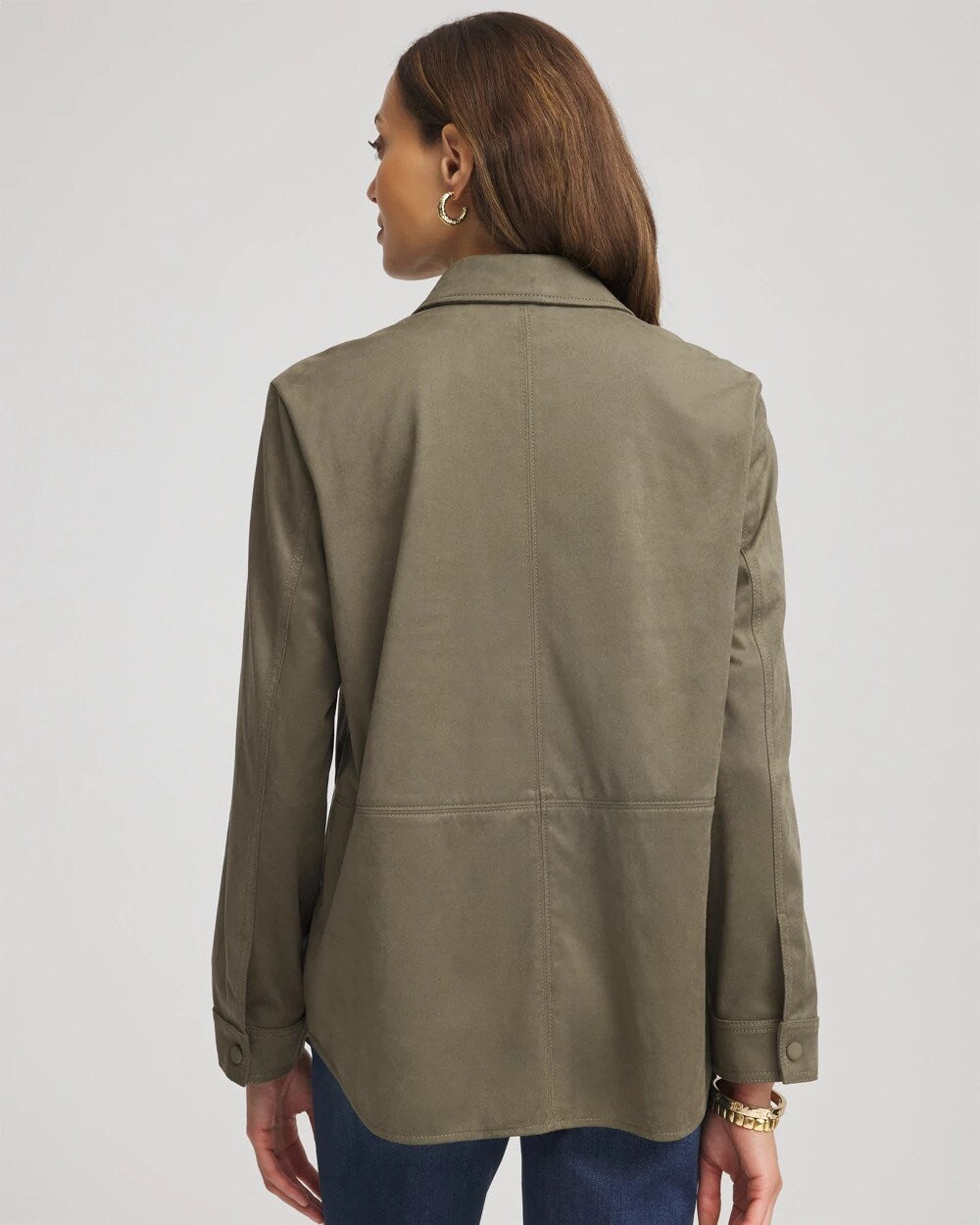 Chico's Suede Collared Long-Sleeved Shacket