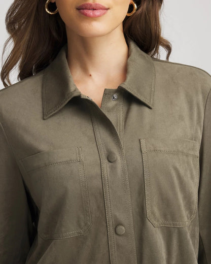Chico's Suede Collared Long-Sleeved Shacket