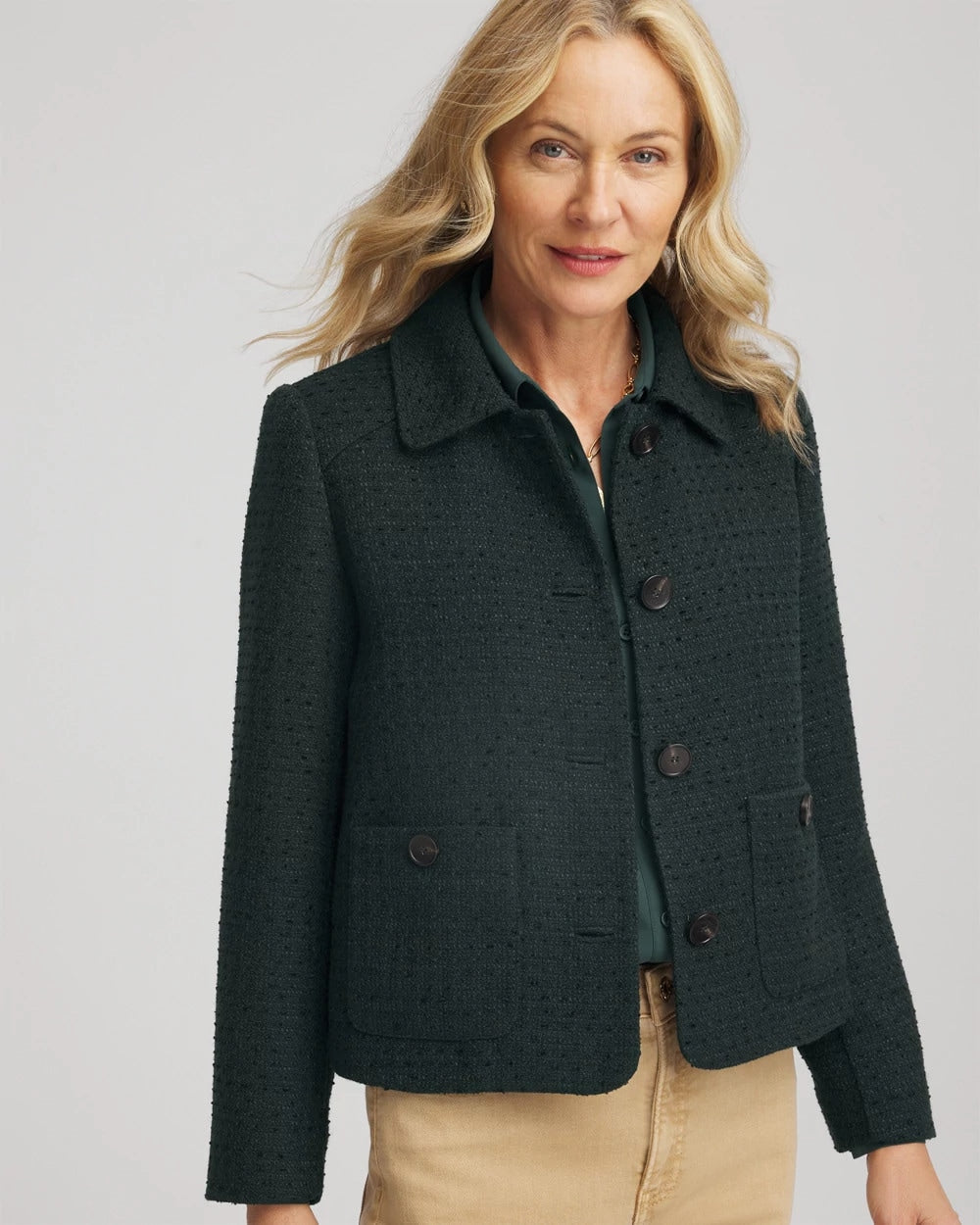 Chico's Tweed Cropped Jacket