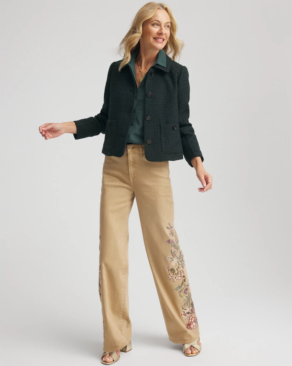 Chico's Tweed Cropped Jacket