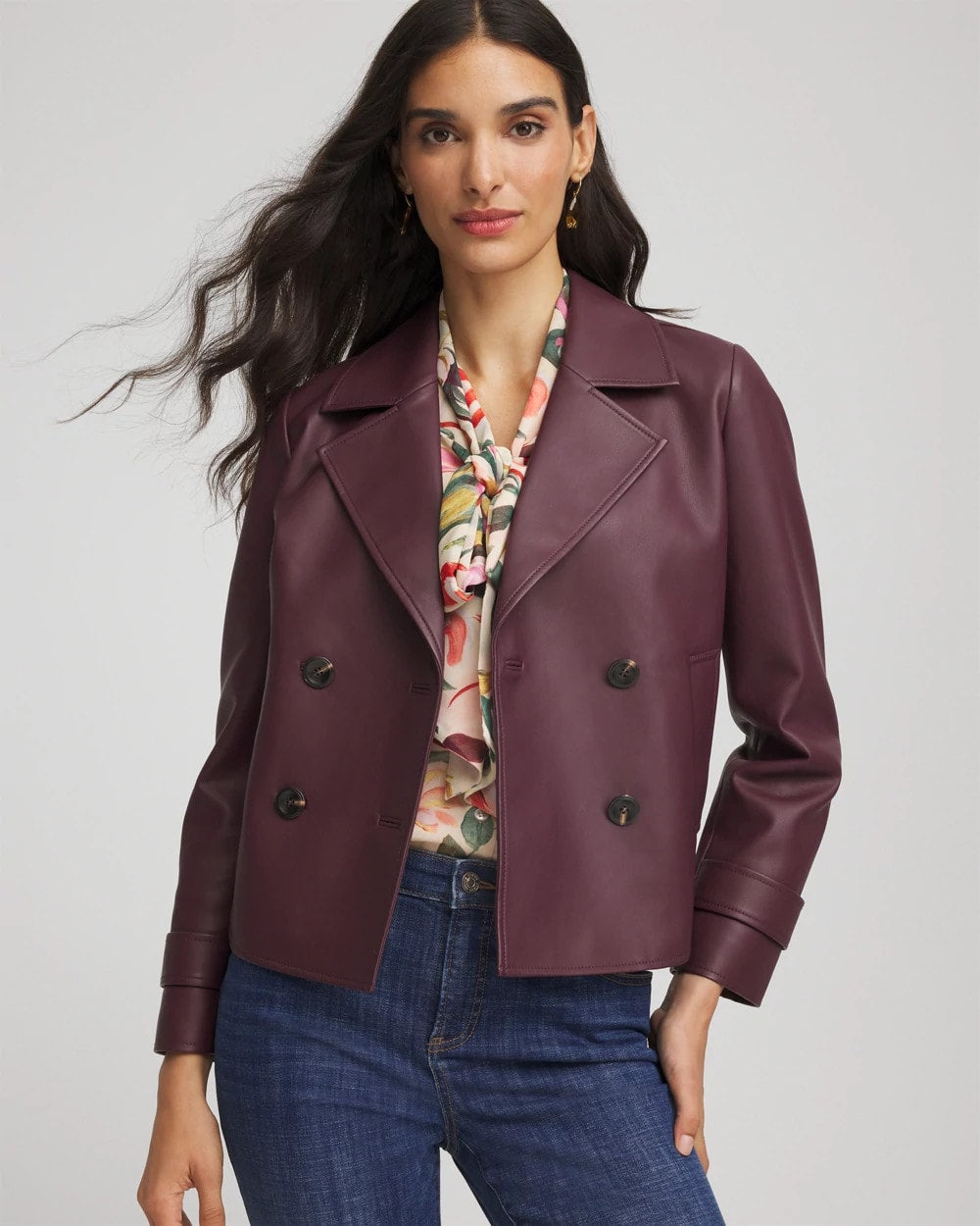Chico's Faux Leather Trench Coat