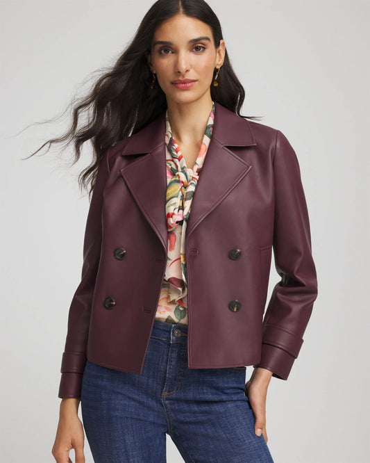 Chico's Faux Leather Trench Coat