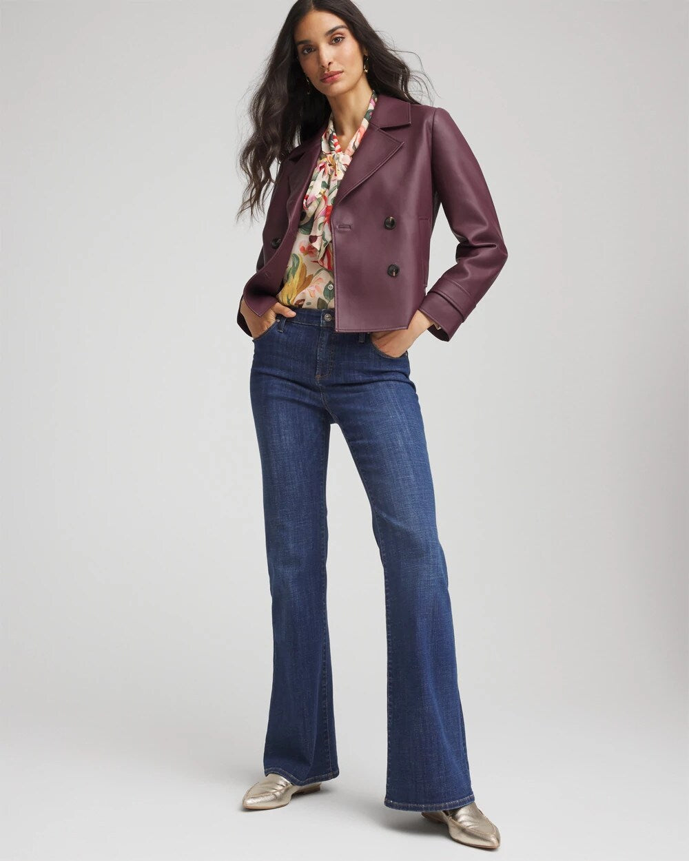Chico's Faux Leather Trench Coat