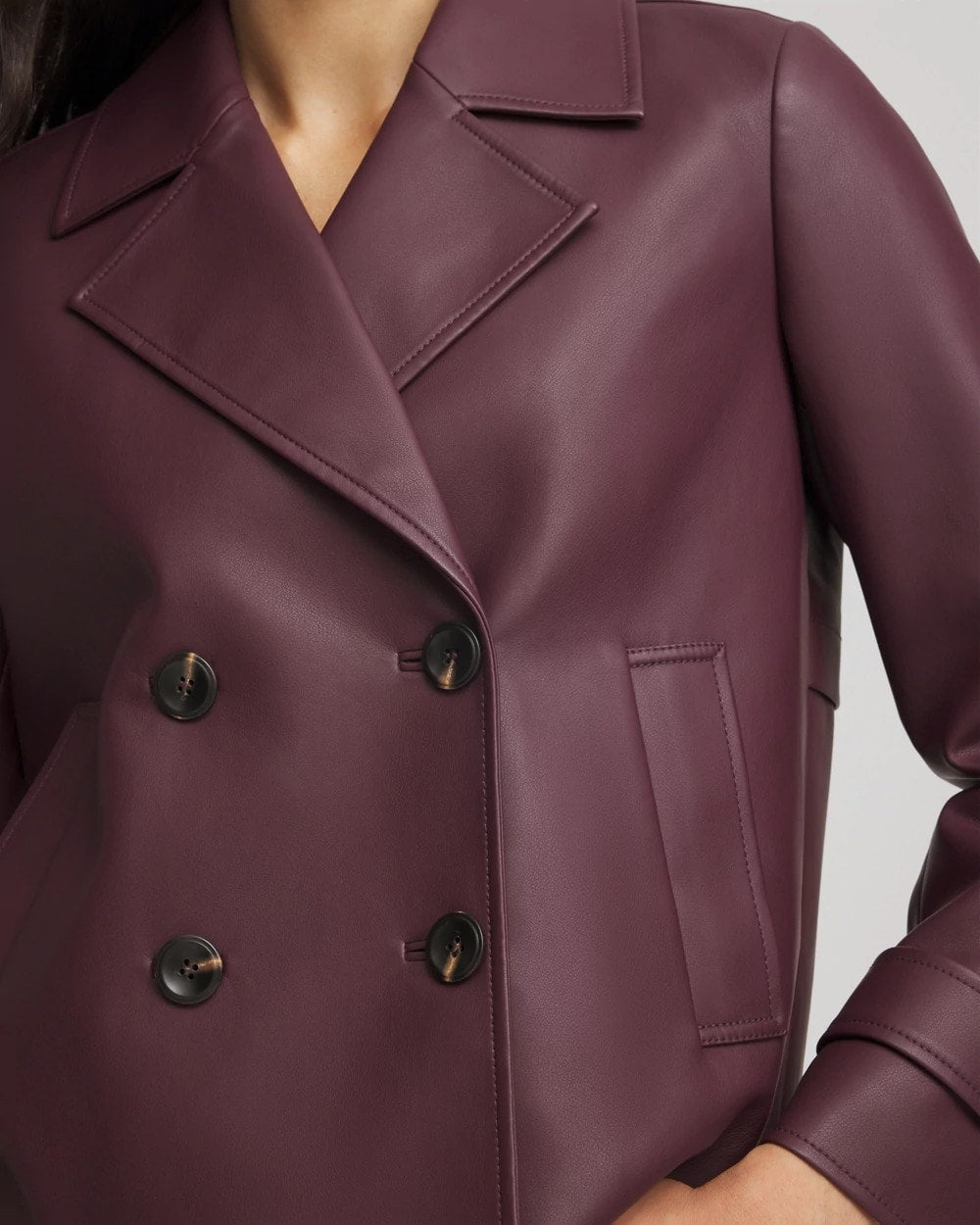 Chico's Faux Leather Trench Coat