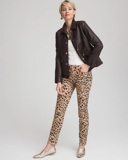 Chico's Snap Front Faux Leather Jacket