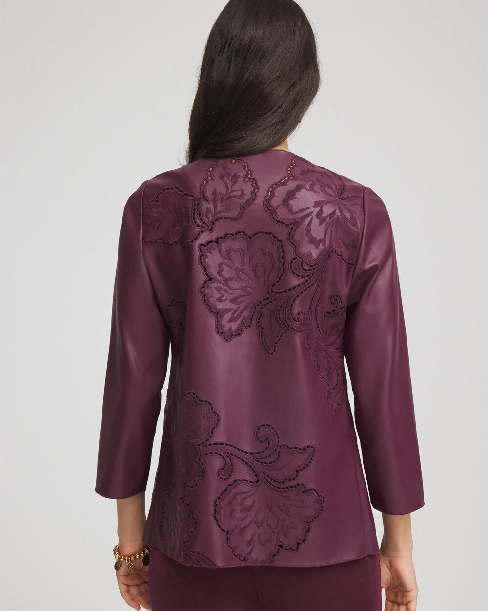 Chico's Travelers™ Collection Faux Leather Embroidered Jacket