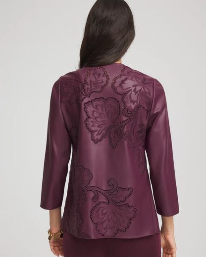 Chico's Travelers™ Collection Faux Leather Embroidered Jacket