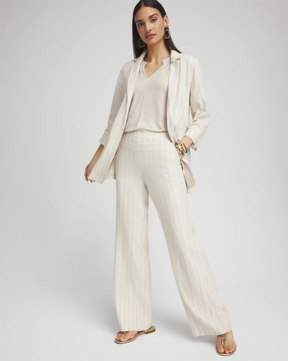Chico's Linen Blend Stretch Stripe Blazer