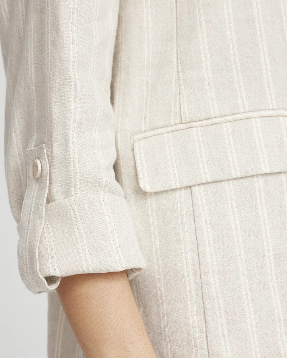 Chico's Linen Blend Stretch Stripe Blazer