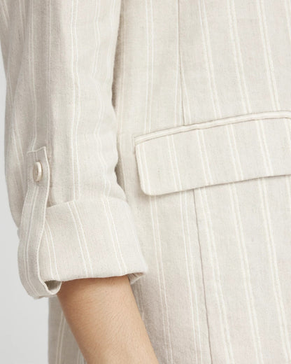 Chico's Linen Blend Stretch Stripe Blazer