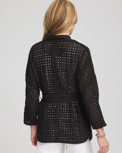 Chico's Open-Stitch Tie-Front Kimono Jacket