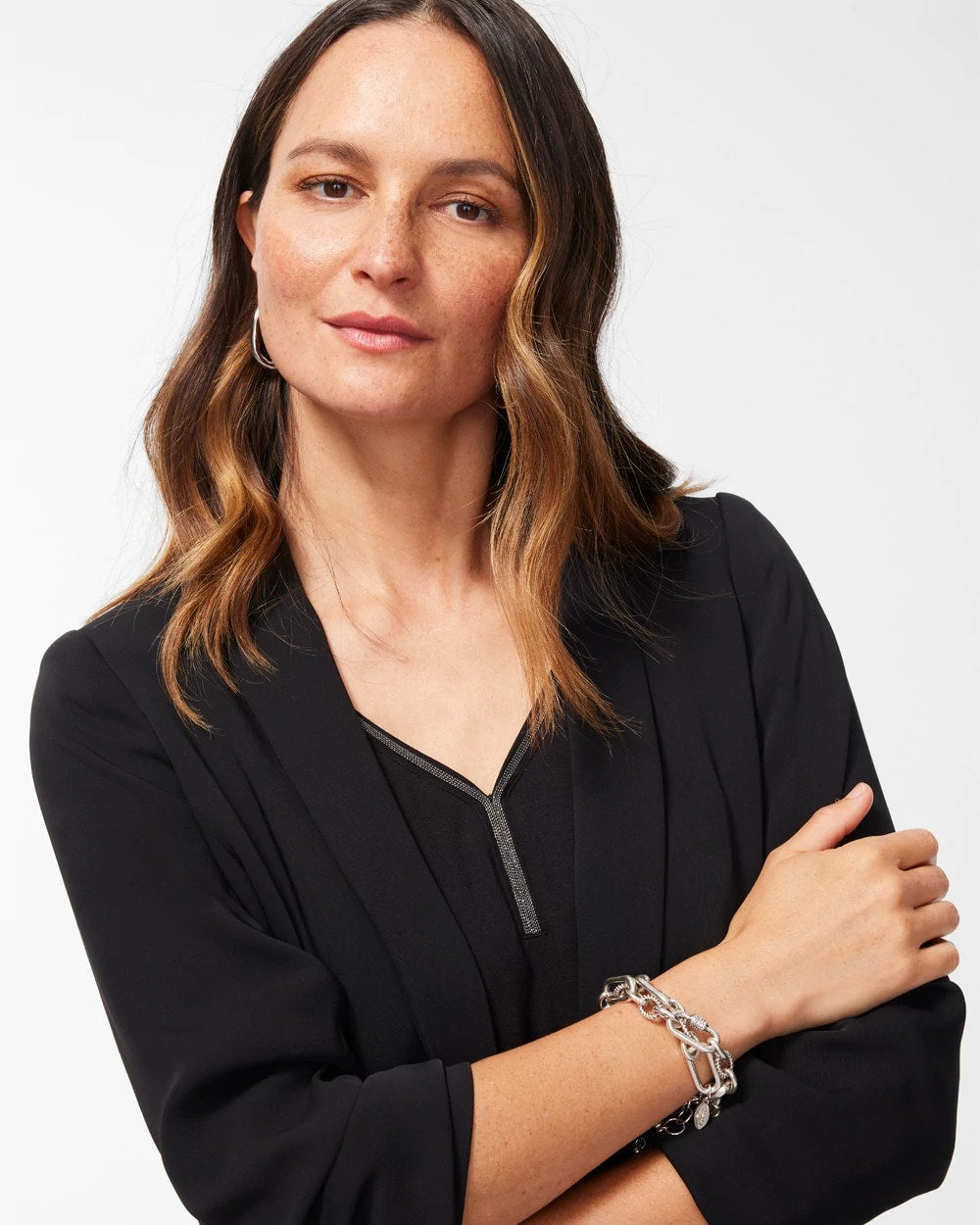 Chico's Ruched Sleeve Blazer