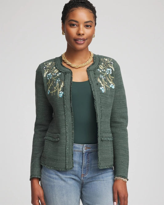 Chico's Embroidered Cotton-Blend Jacket
