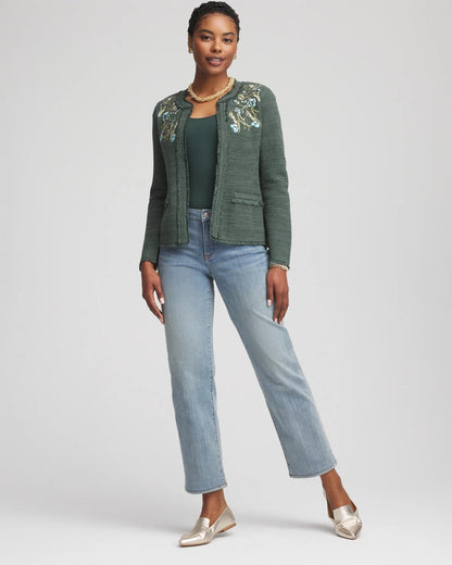 Chico's Embroidered Cotton-Blend Jacket