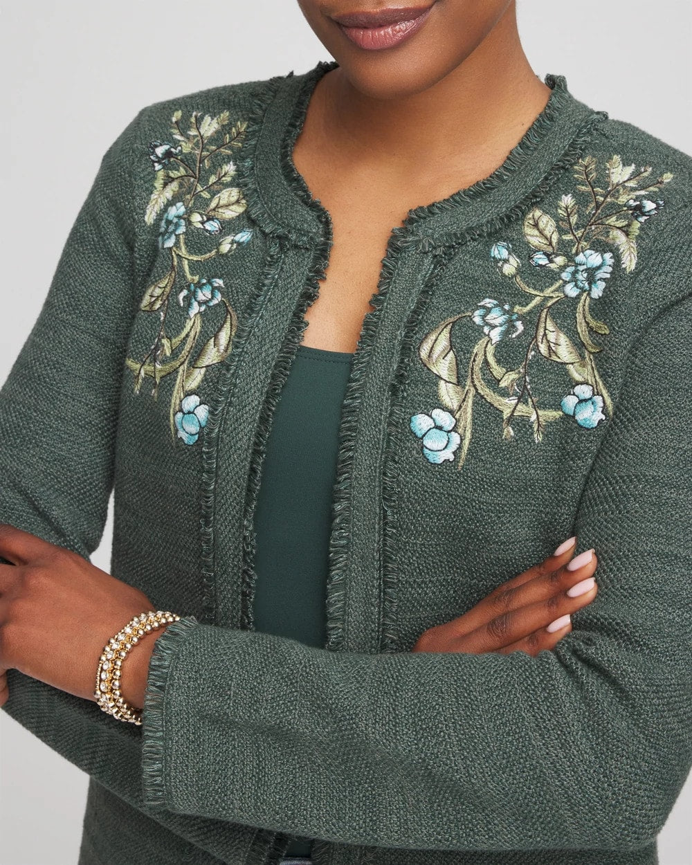 Chico's Embroidered Cotton-Blend Jacket