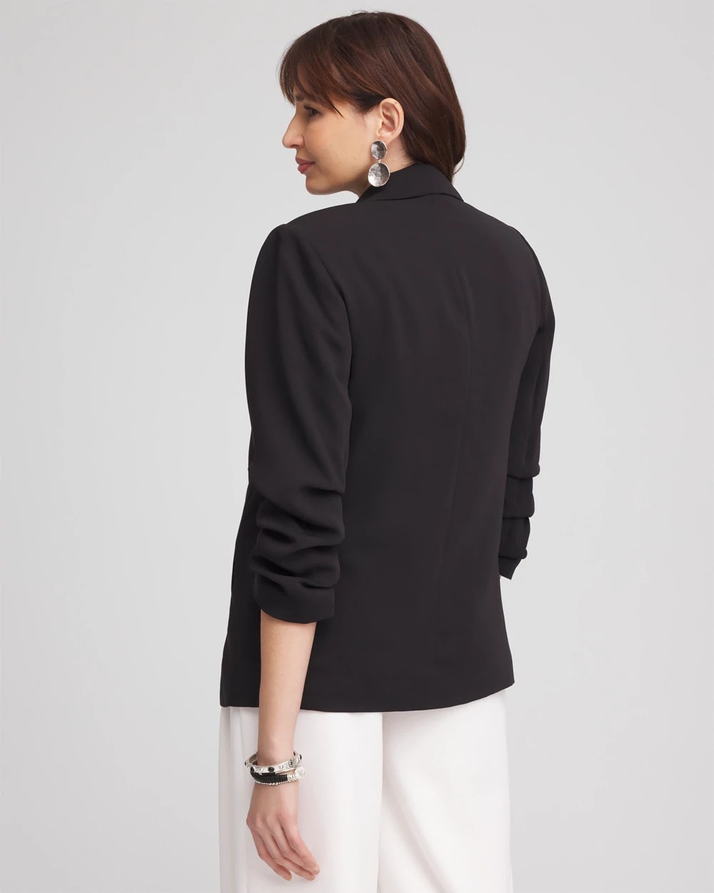 Chico's Notched-Lapel Ruched Sleeve Blazer