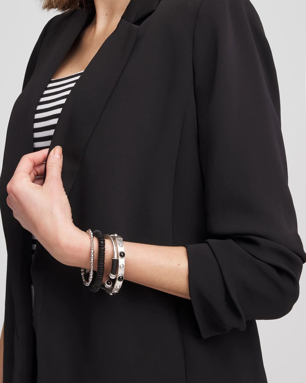 Chico's Notched-Lapel Ruched Sleeve Blazer