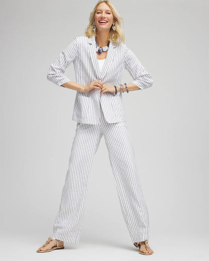 Chico's Striped Linen Stretch Blazer
