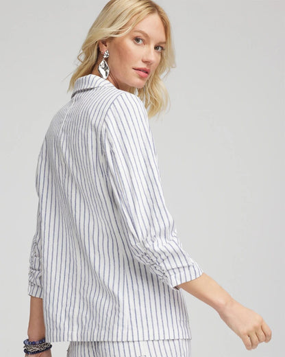 Chico's Striped Linen Stretch Blazer