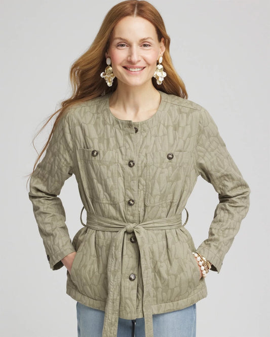 Chico's Jacquard Gauze Belted Field Jacket