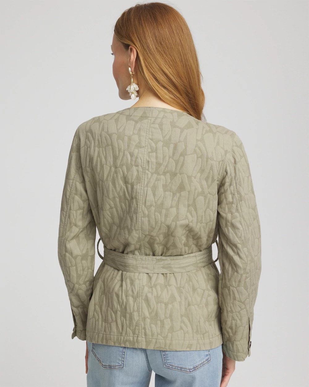 Chico's Jacquard Gauze Belted Field Jacket