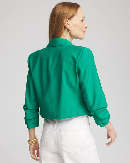 Chico's Cropped Ruched Sleeve Blazer