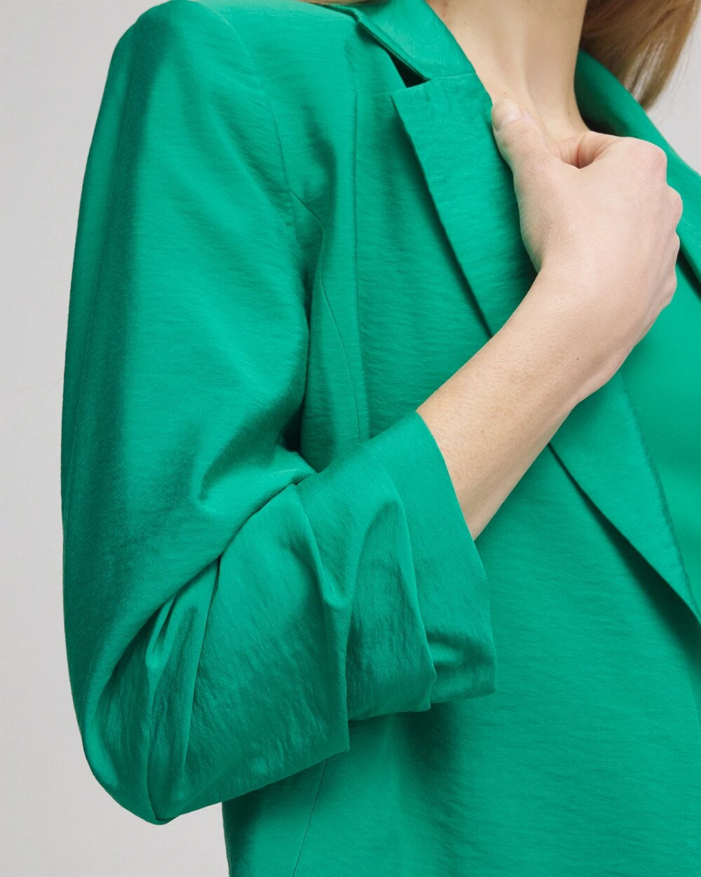 Chico's Cropped Ruched Sleeve Blazer