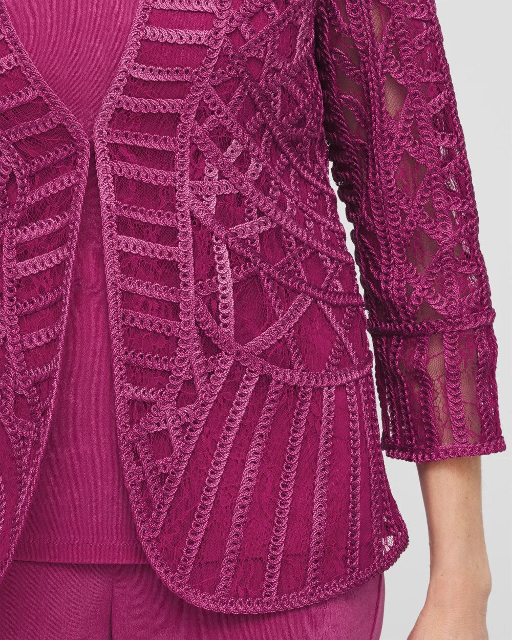 Chico's Travelers™ Collection Embroidered Lace Cutwork Jacket