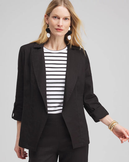 Chico's Linen Blend Stretch Blazer