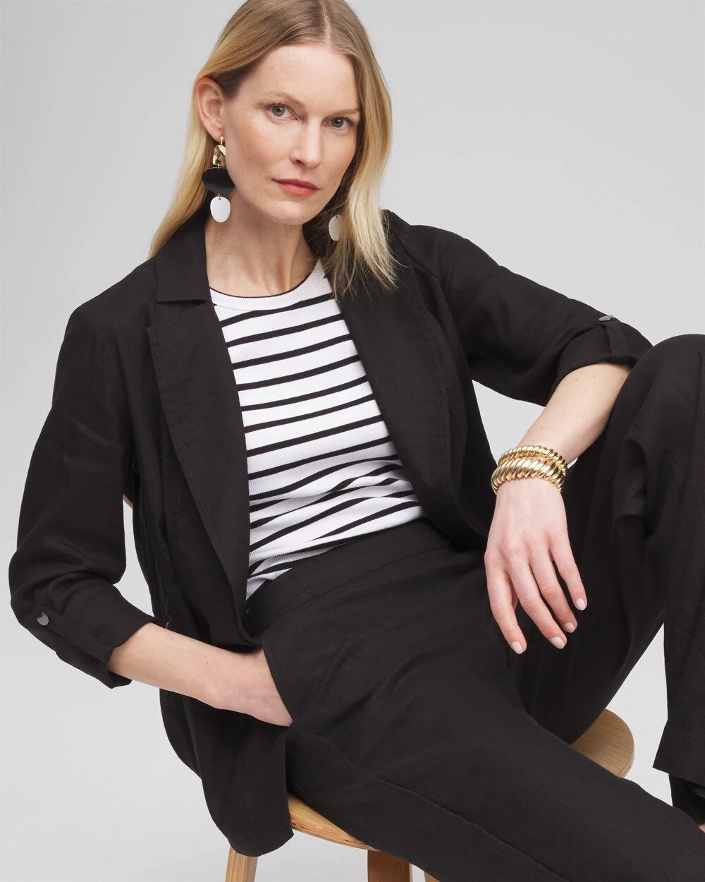 Chico's Linen Blend Stretch Blazer