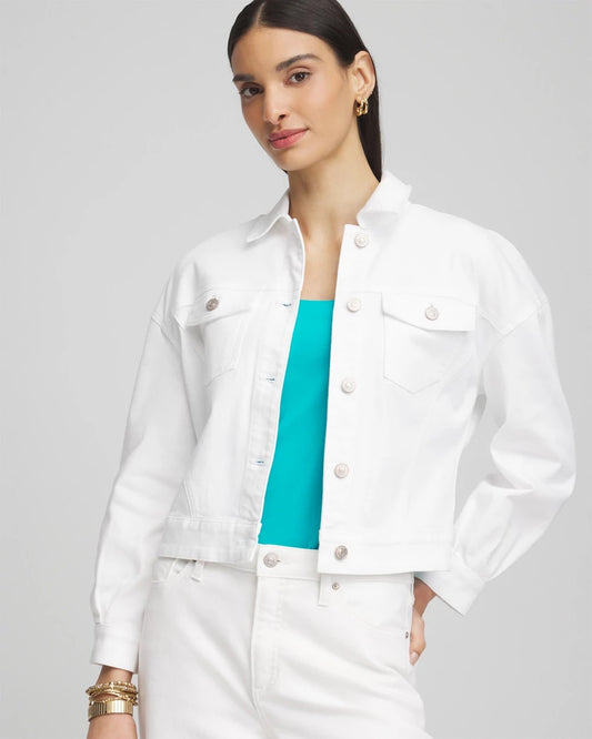 Chico's Embroidered Relaxed Denim Jacket