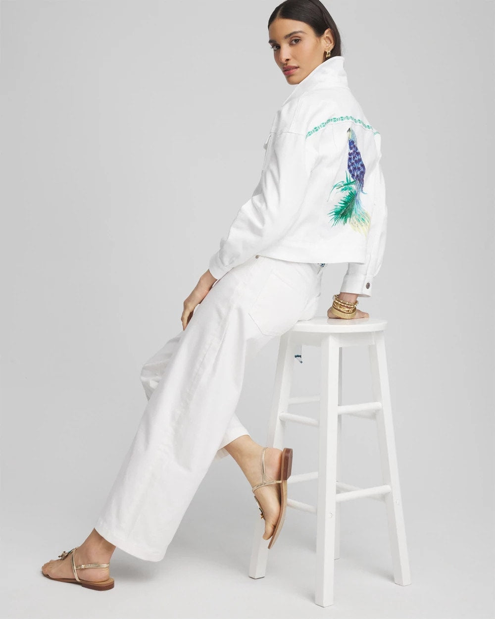 Chico's Embroidered Relaxed Denim Jacket