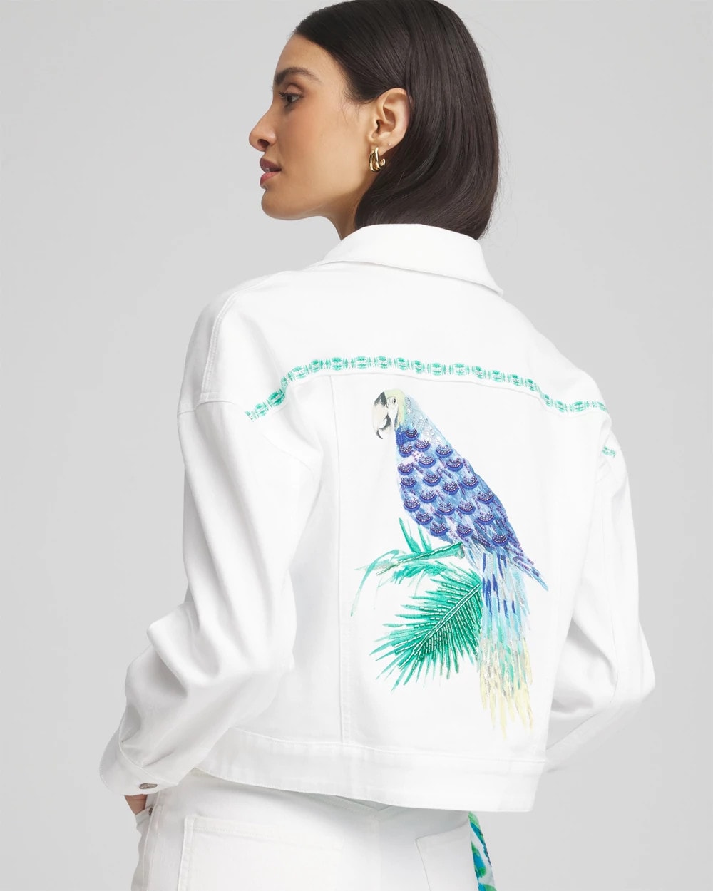 Chico's Embroidered Relaxed Denim Jacket