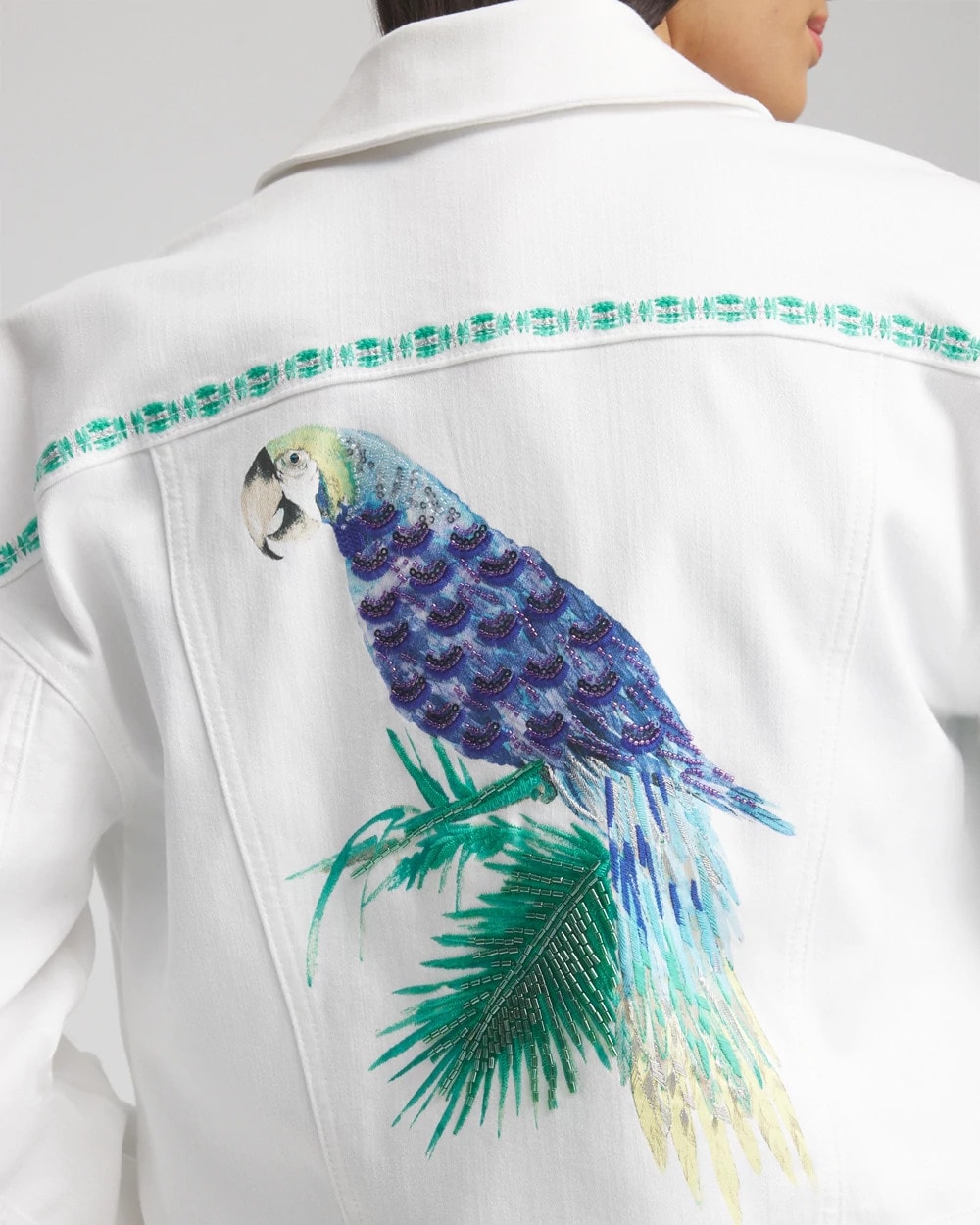 Chico's Embroidered Relaxed Denim Jacket