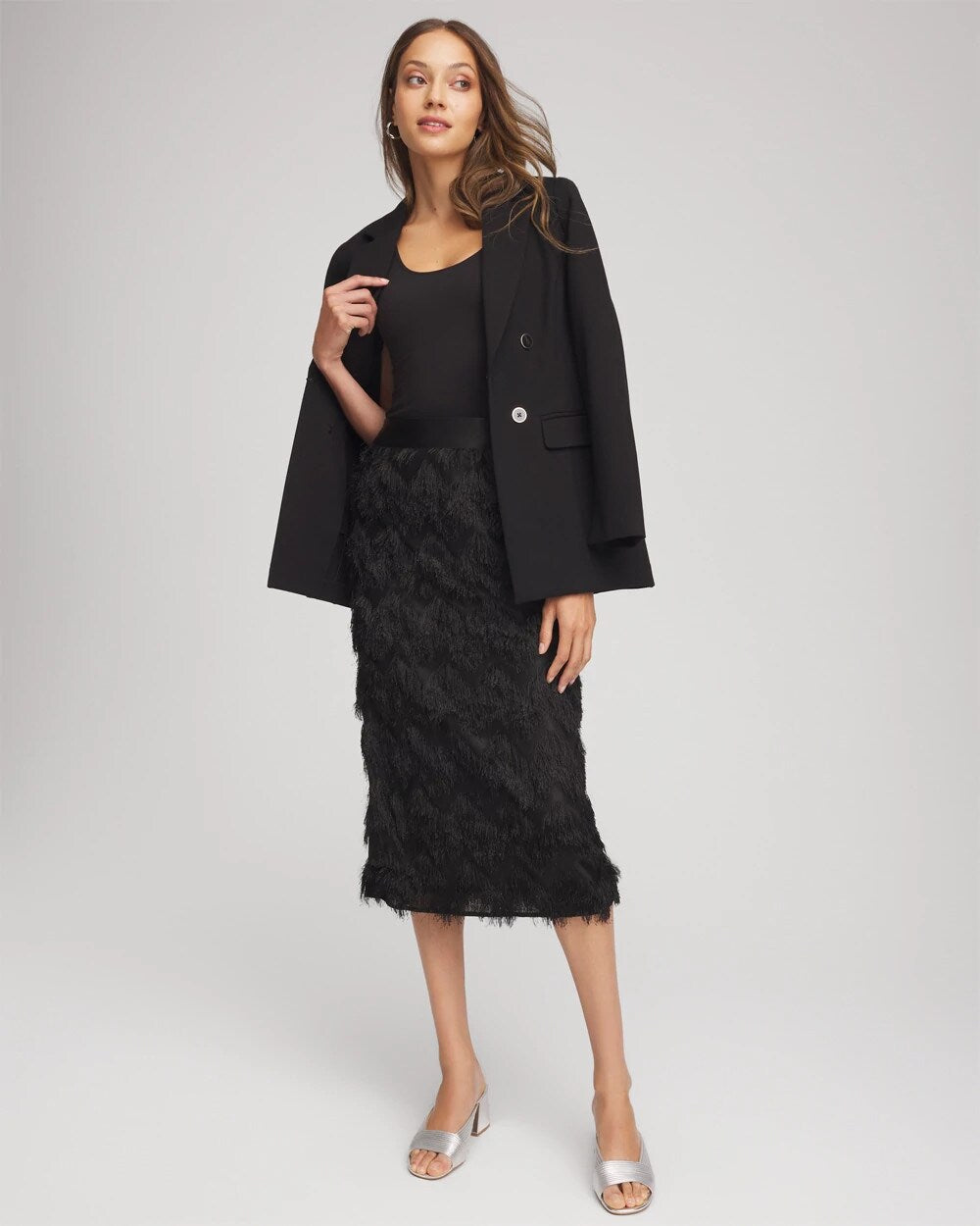 Chico's Chevron Fringe Party Skirt