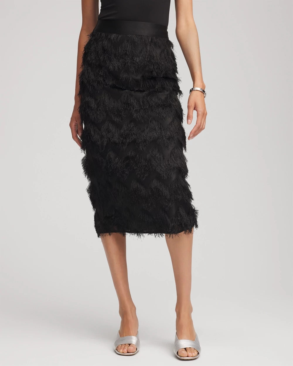 Chico's Chevron Fringe Party Skirt