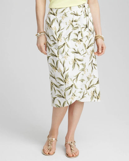 Chico's Linen Midi Wrap Skirt
