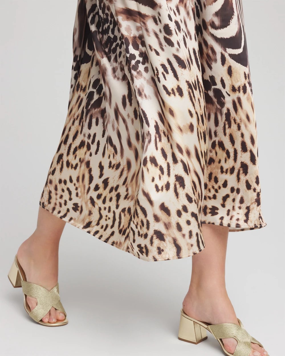 Chico's Animal Bengal Marks Faux Satin Skirt