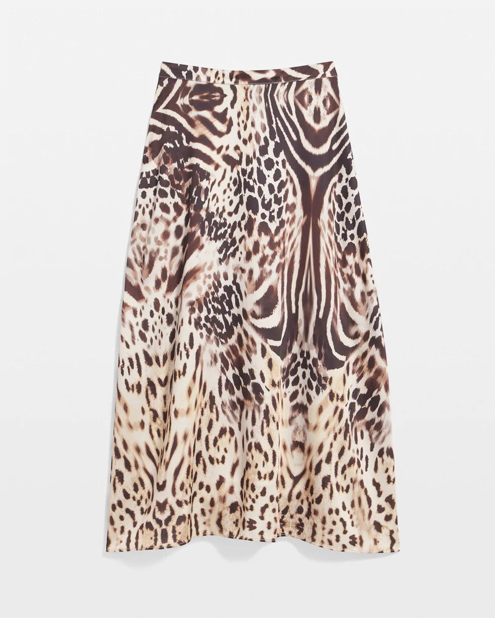 Chico's Animal Bengal Marks Faux Satin Skirt