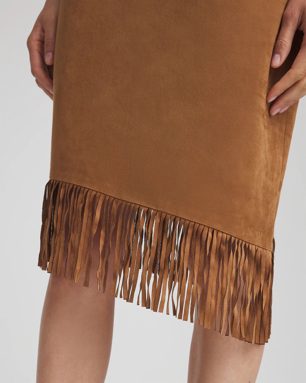 Chico's Suede Fringed Asymmetrical Skirt