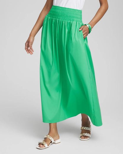 Chico's Poplin Smocked Waist Skirt
