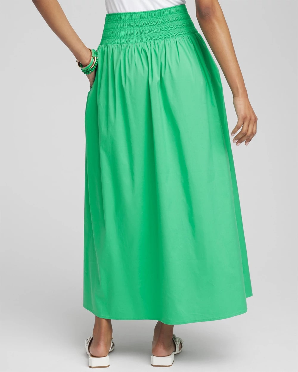 Chico's Poplin Smocked Waist Skirt