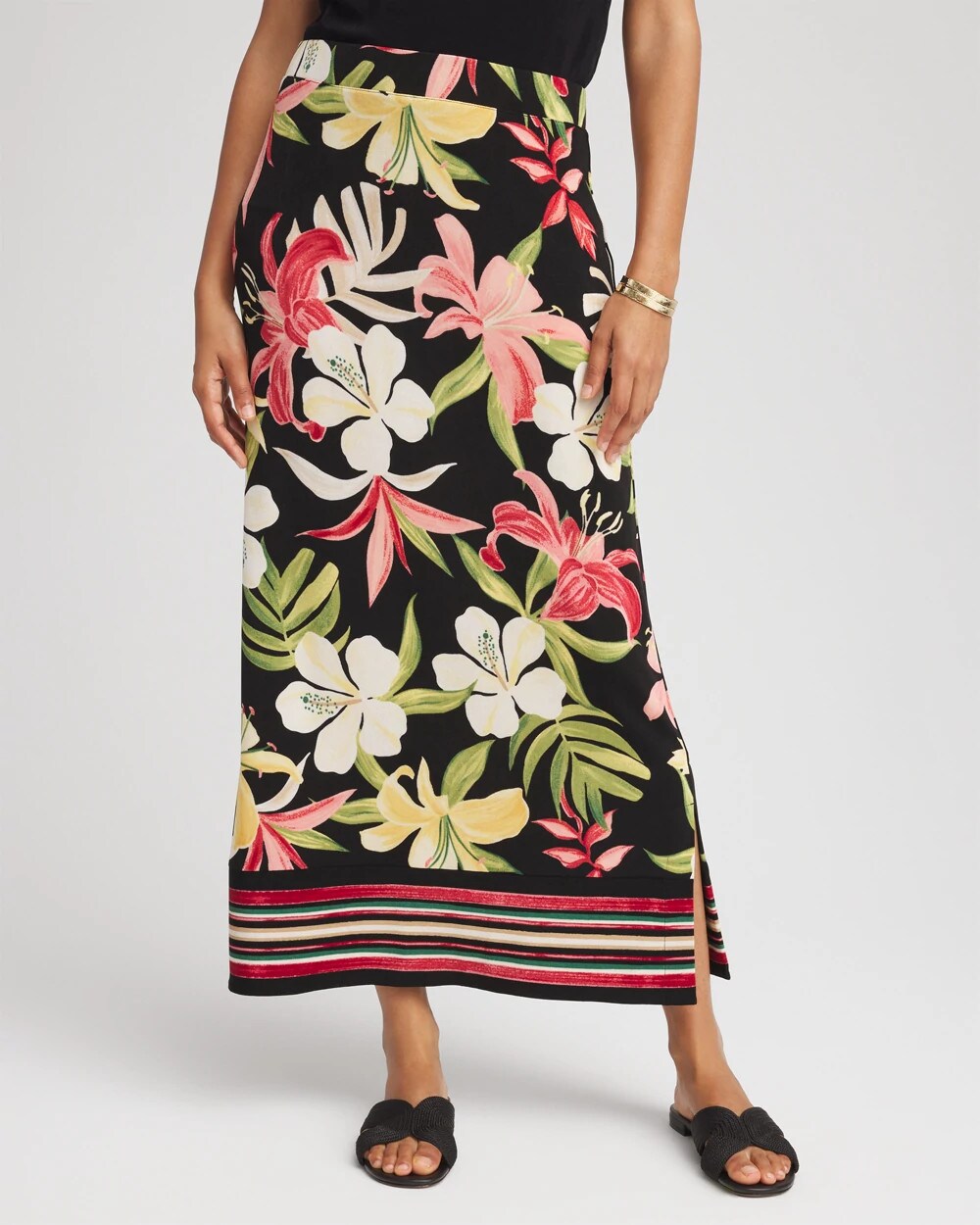 Chico's Travelers™ Tropical-Lily Midi Skirt