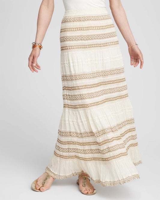 Chico's Crochet Gauze Trim Skirt