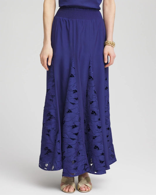 Chico's Godet Maxi Eyelet Skirt