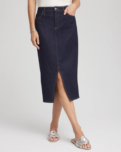Chico's High-Rise Straight Stretch-Denim Skirt